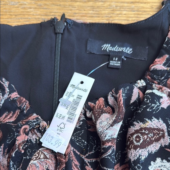 NWT Madewell Amelia Pampas Blooms Tiered Minidress w/Glittery Threading - Picture 3 of 5